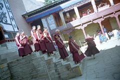 24 Tengboche Gompa 1997 Mani Rimdu Rehearsal Monks Enter Courtyard